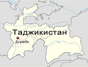 Dushanbe �n the map  of  Tajikistan